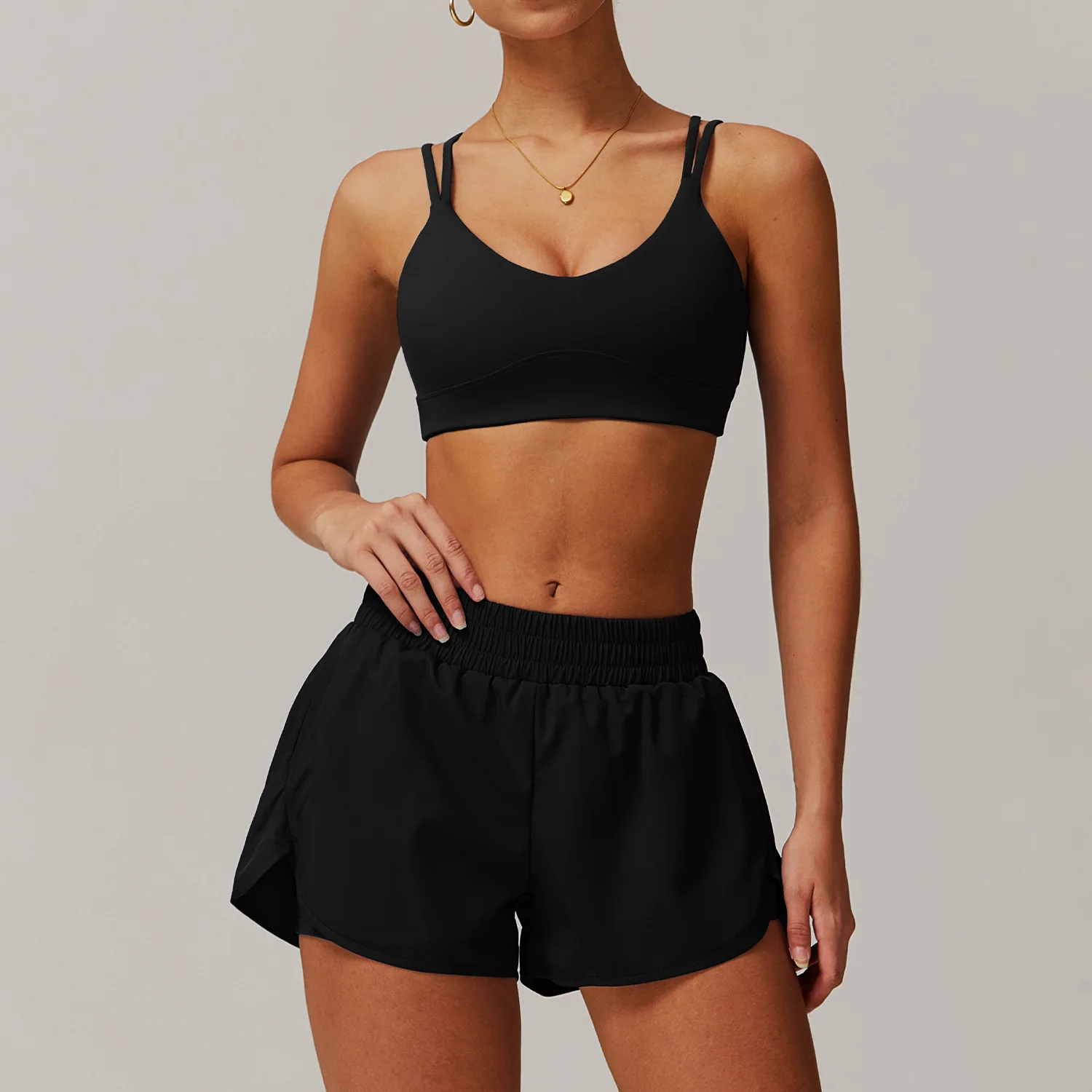 Maxdutti Naked Speed Drying Yoga Set Cross Back Fitness Top Outdoor Running Hip Lifting Sports Set Two Piece Set Women's Suit