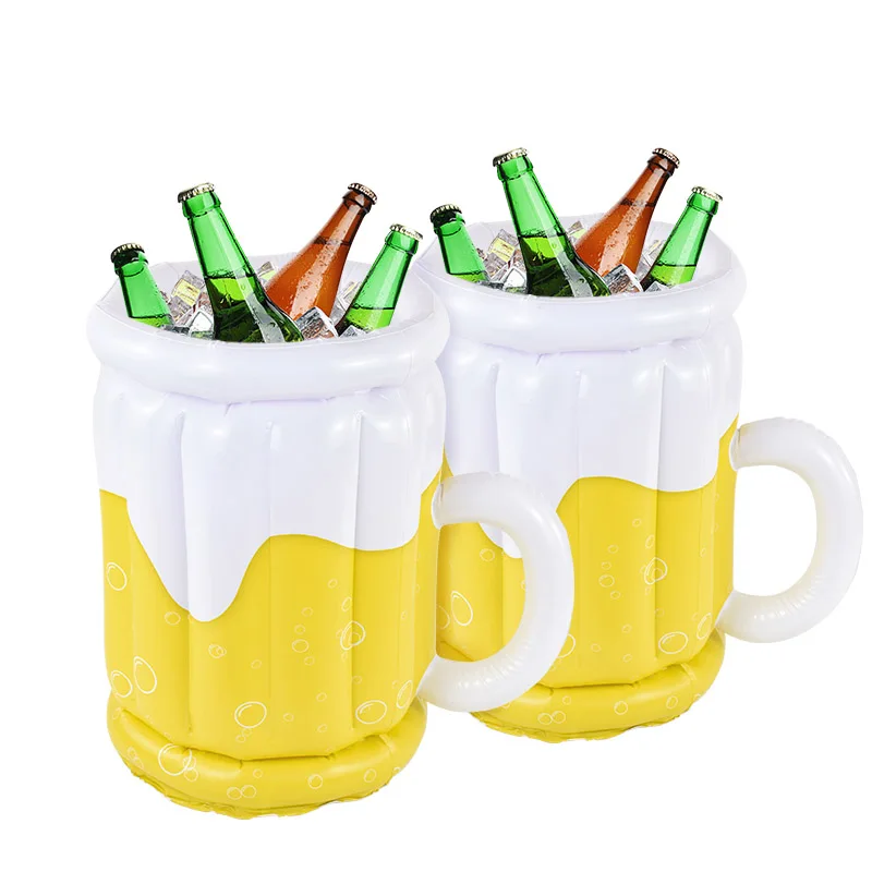 1Pc Inflatable Ice Bucket Pvc Beer Drink Cold Mugs Coolers Summer Pool Beach Water Waterproof Drinking Cup Home Bar Party Decor