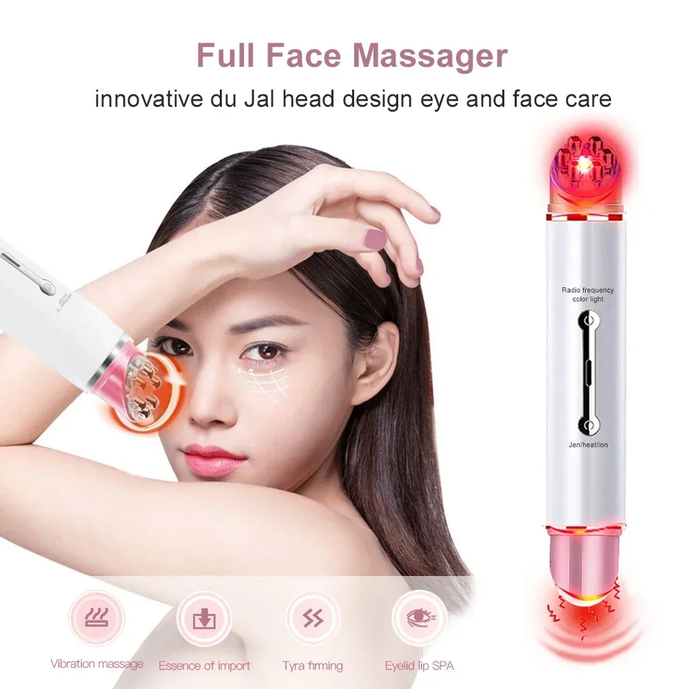 Vibrating Eye Massager with Heat Face Lifting Machine Dark Circles Puffiness Anti Wrinkle Beauty Care Pen Double Chin Remover