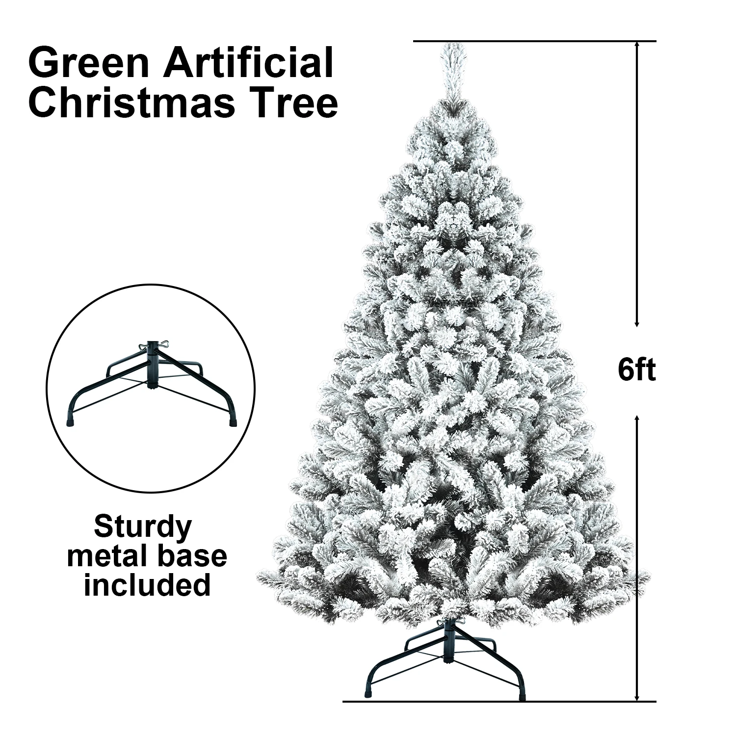 6/7/7.5/8/9FT Flocked Christmas Tree Easy Assembly 760 Branch Tips Artificial Holiday Xmas Tree for Home Party Decor NO Light