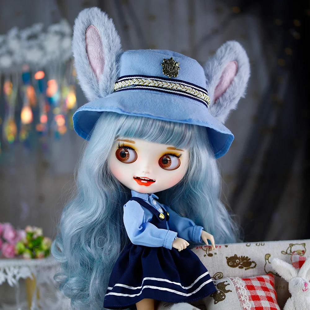 ICY DBS Blyth Doll Pearl White Skirt 1/6 BJD Cute Little Rabbit Police Set Anime Girl Toy Gift SD