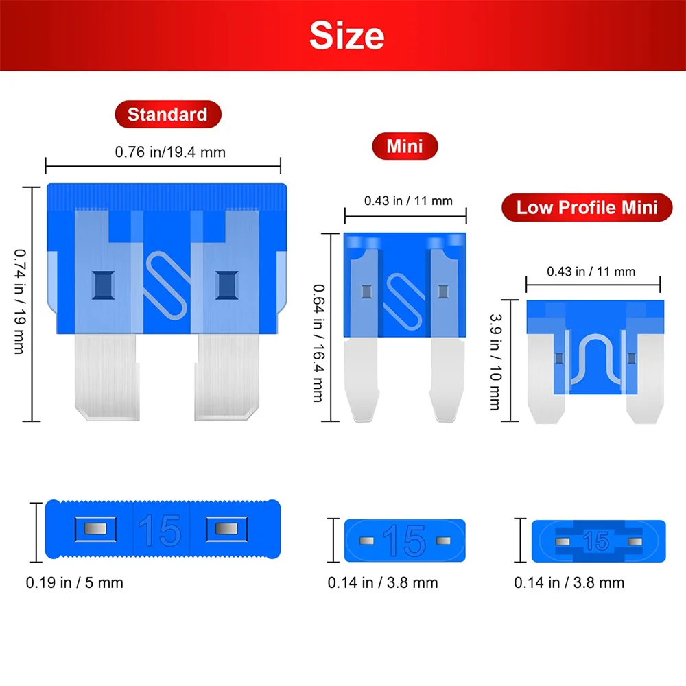 306pcs Replacement Blade Fuses Standard & Mini & Low Profile Mini-2A 5A 7.5A 10A 15A 20A 25A 30A with Fuse Puller Circuit Tester