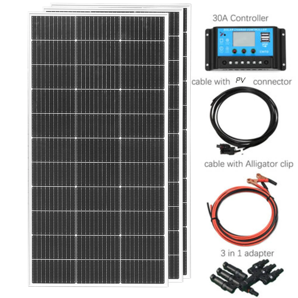 Stijf zonnepaneel 1200W / 600W /480W/ 360W / 240W / 120W Zonnepanelen oplader batterij Oplaadmodule Cel Voor Auto Boot Thuis RV