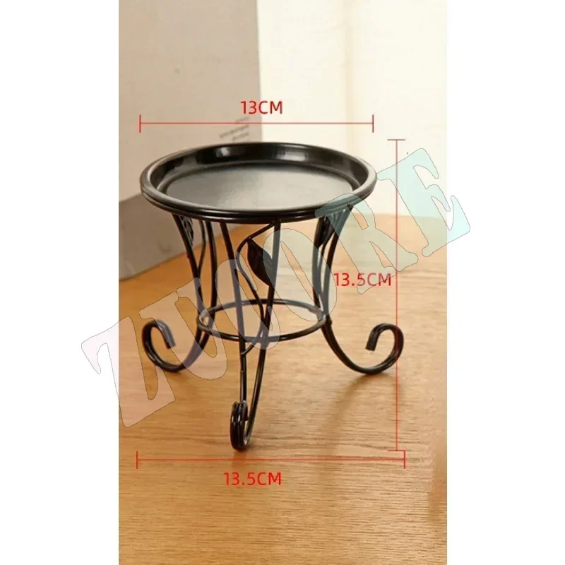 Schwarzer Pflanzenständer aus Metall für den Innenbereich, 13,5 cm hoch, Vintage-Eck-Pflanzenständerhalter und Pflanzenständer für den Garten im Freien
