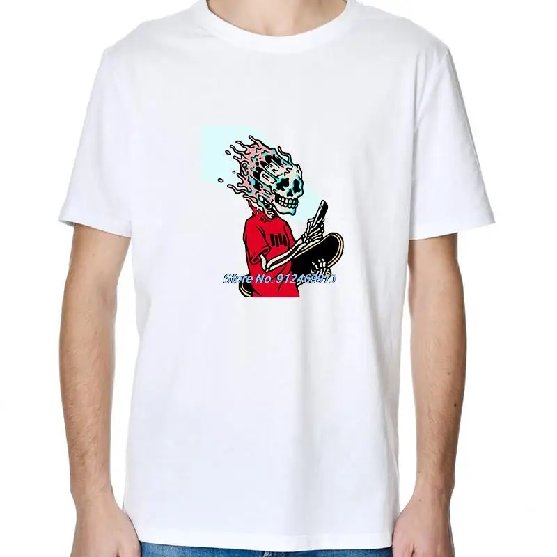 Skater Skull Skateboard Punk Rebel Funny Graphic T Shirts Big Size Short Sleeve T Shirt Tees Tops Cotton New Shirts And T-Shirts