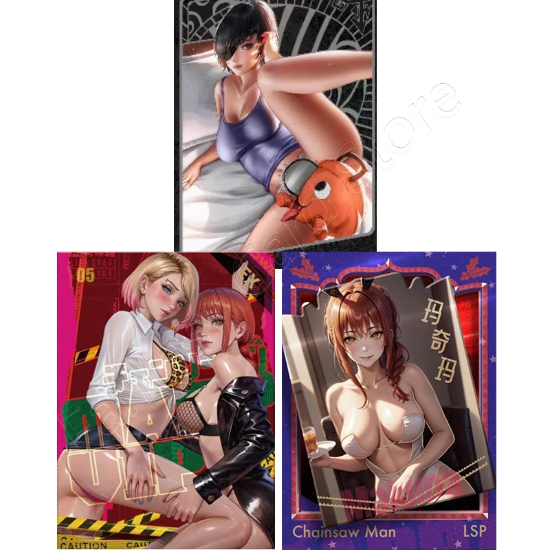 Sexy Nude Bikini Card ACG Goddess Story Card Big Breasts and Perky Butt Anime Chainsaw Man Limited Uniform Black Silk Sexy Girls