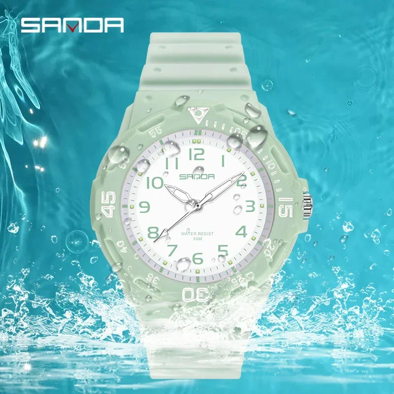 SANDA 6011 Top Luxury Brand Couple Watch Quartz Original Classic Waterproof Wristwatch TPU Strap Boy And Girl Lovers Clock 2024