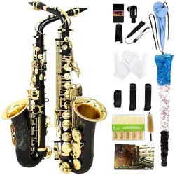 SLADE Black Gold Alto Saxophone Student Alto Saxophone E Flat Beginner Saxophone Complete Set with Case Mouthpiece Strap Reed