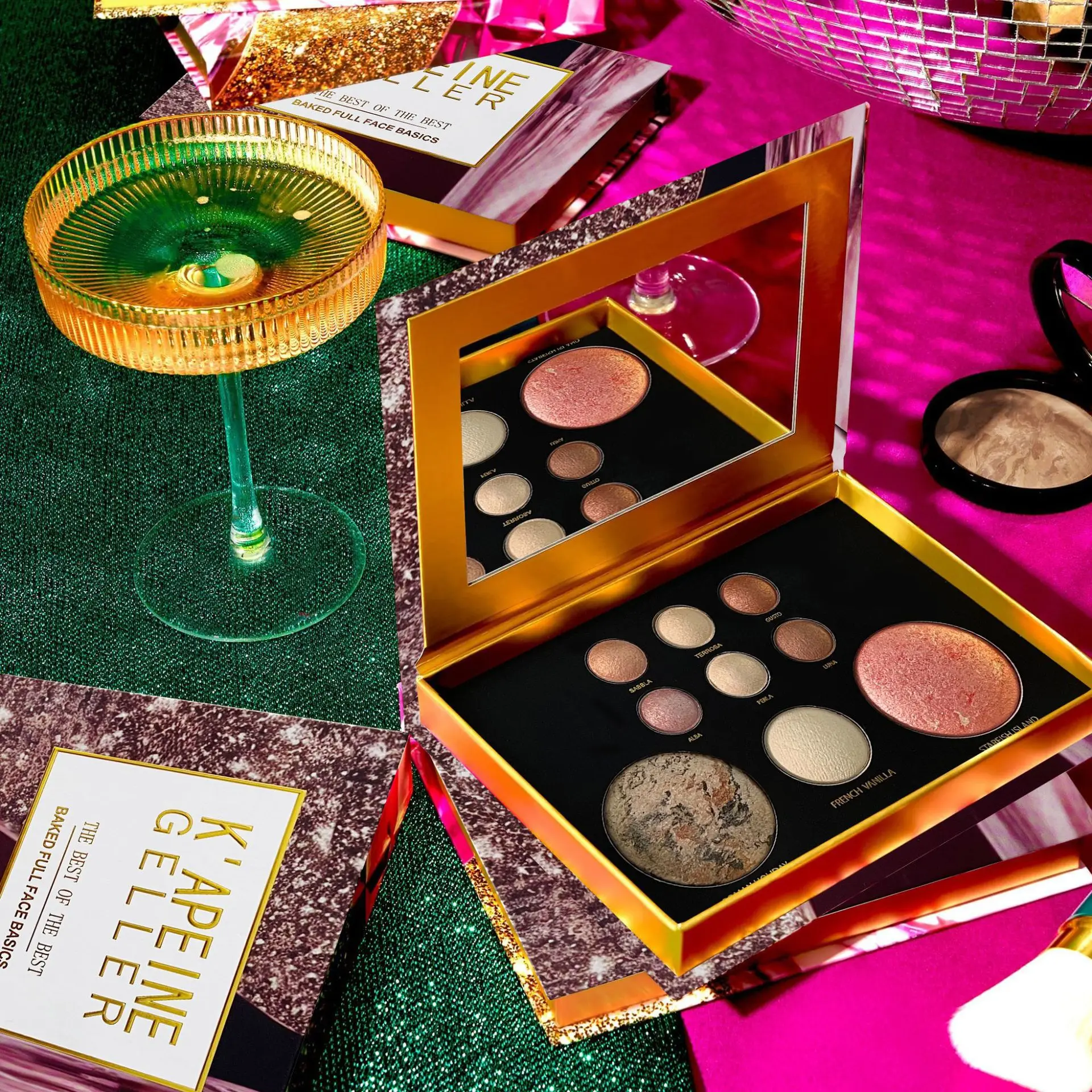 K'APEINE 9 Colors Baked Eyeshadow Palette Ice Cream Texture All-in-One Eye Makeup Blush & Highlighter Shimmer Matte Finishes