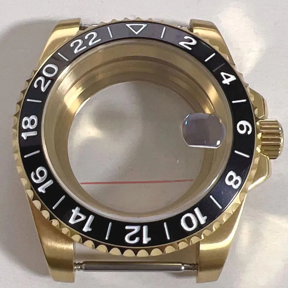 NH35 Case 40mm Translucent Gold Magnifying Glass Watch Case White Lettering Circle NH35 Case Cases