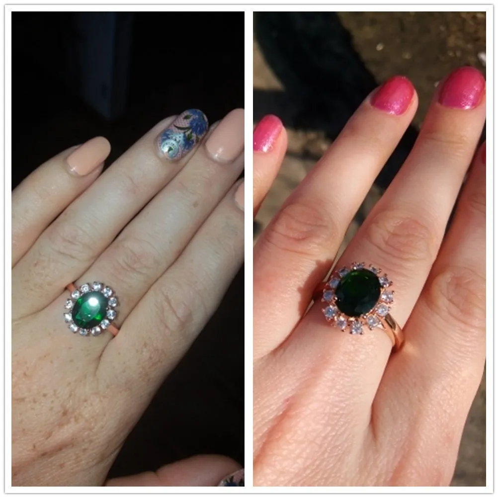 Conjunto de joyas de boda para mujer, cristal verde austriaco de Color oro rosa, anillo, collar y pendientes, ZYS107, 3 uds.