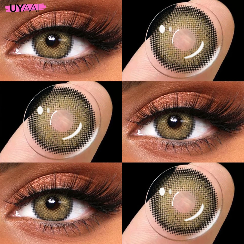 UYAAI Natürliche Braune Linsen, Grüne Schönheitslinsen, 1 Paar Farbige Augenpupillen, Koreanischer Stil, Modische Linsen für Große Augen, Grüne Colorcon – Detail 12