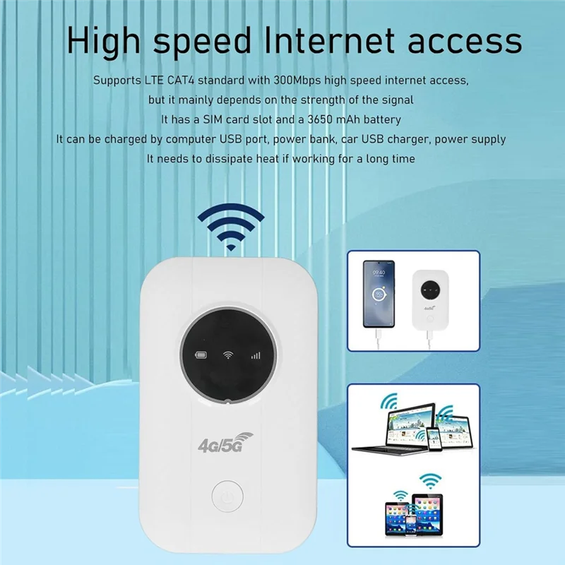 جديد! جهاز توجيه مودم LTE 4G 5G، نقطة اتصال 300 ميجابت في الثانية حتى 10 أجهزة، فتحة بطاقة SIM، بطارية 2100 مللي أمبير في الساعة، للسفر، رحلة عمل