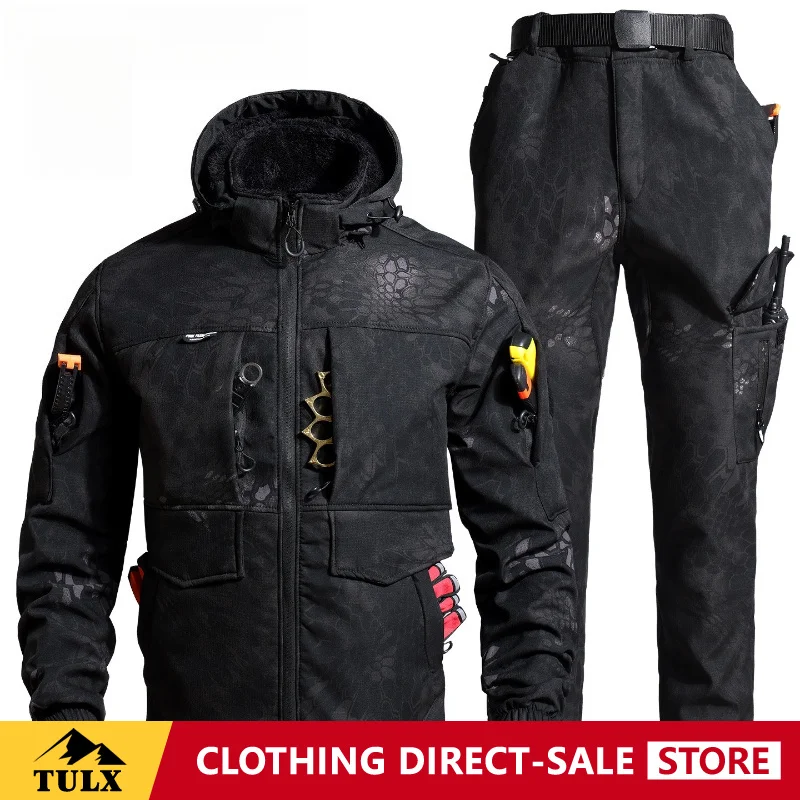 New Winter Tactical Assault Suit Fleece Thick Thickness Waterproof Camouflage Suit Outdoor Wear-resistant Labor Protection Suit
