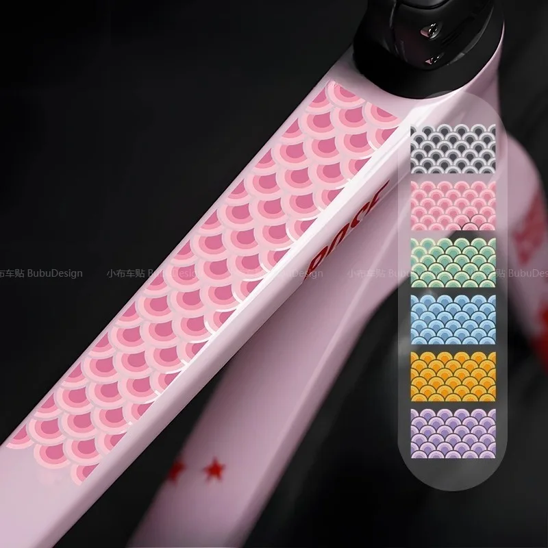 3PCS Colorful Fish Scale Stickers Waterproof Vinyl Decals for Bicycle Frame Decoration MTB Road Bike Accessories