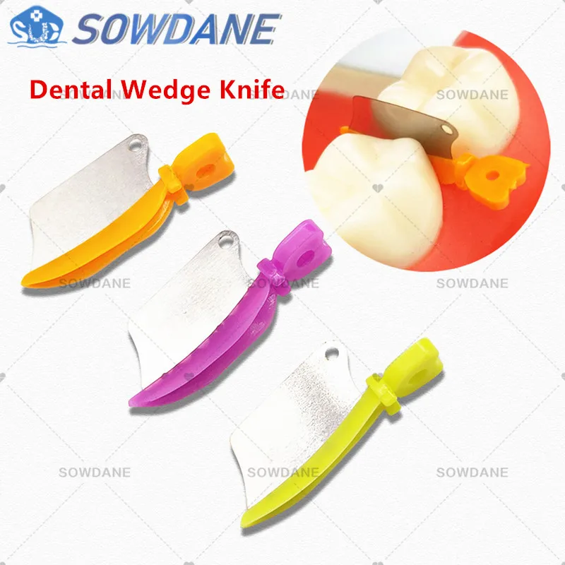 Dental Wedge Knife Prime Teeth Interproximal Plastic Wedge Knife with Dental Stainless Steel Matrix Dental Materials Tool