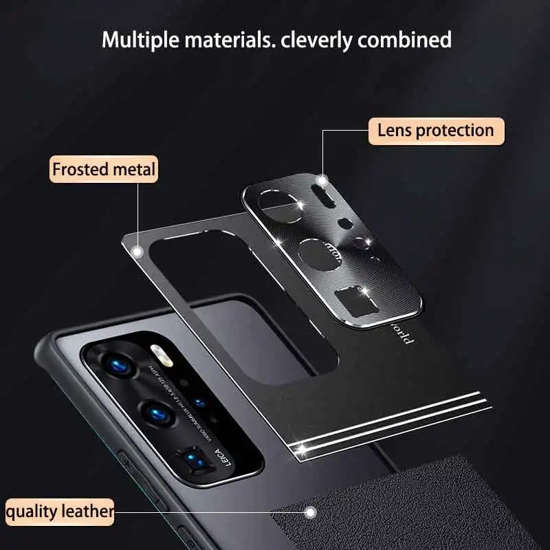 New Metal Veneer Case For Huawei P30 P30pro P40 P40pro P50 P50pro Mate30 Mate40 Mate40pro Mate50 Thin Leather Back Cover