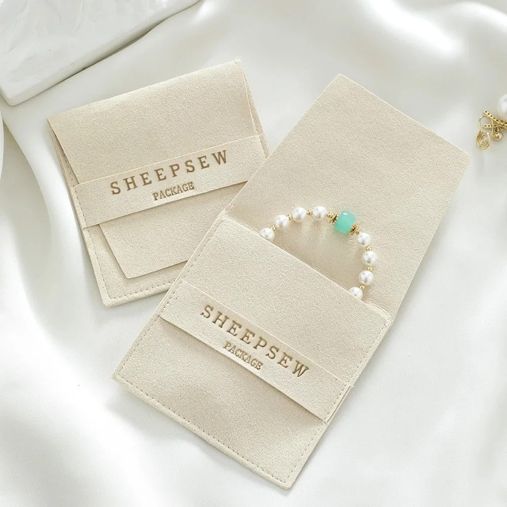 

100pcs Microfiber Envelope Earrings Jewelry Packaging Bag Organizer Small Gift Pouch for Wedding Favors Party Bulk Custom Logo