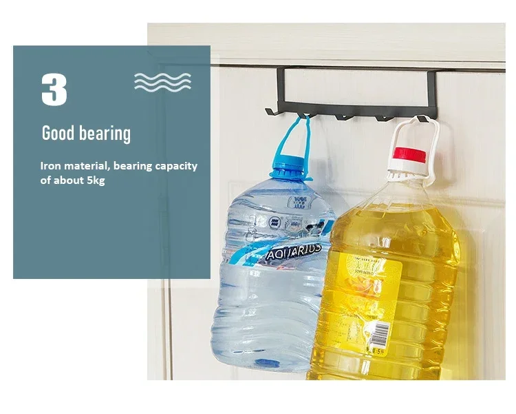 Haken über der Tür, 5 Haken, Organizer für Zuhause, Badezimmer, Kleiderbügel, für Kleidung, Mäntel, Hüte, Handtücher, Badezimmer- und Küchenzubehör – Detail 5