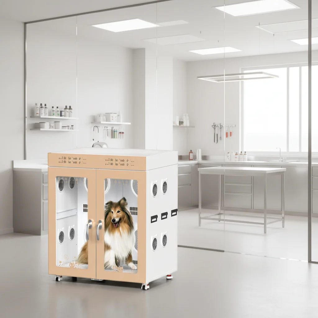 Stainless Steel Automatic Large Dog & Cat Drying Cabinet UV + Negative Ions Hair Dryer Box For Pet Cleaning Grooming