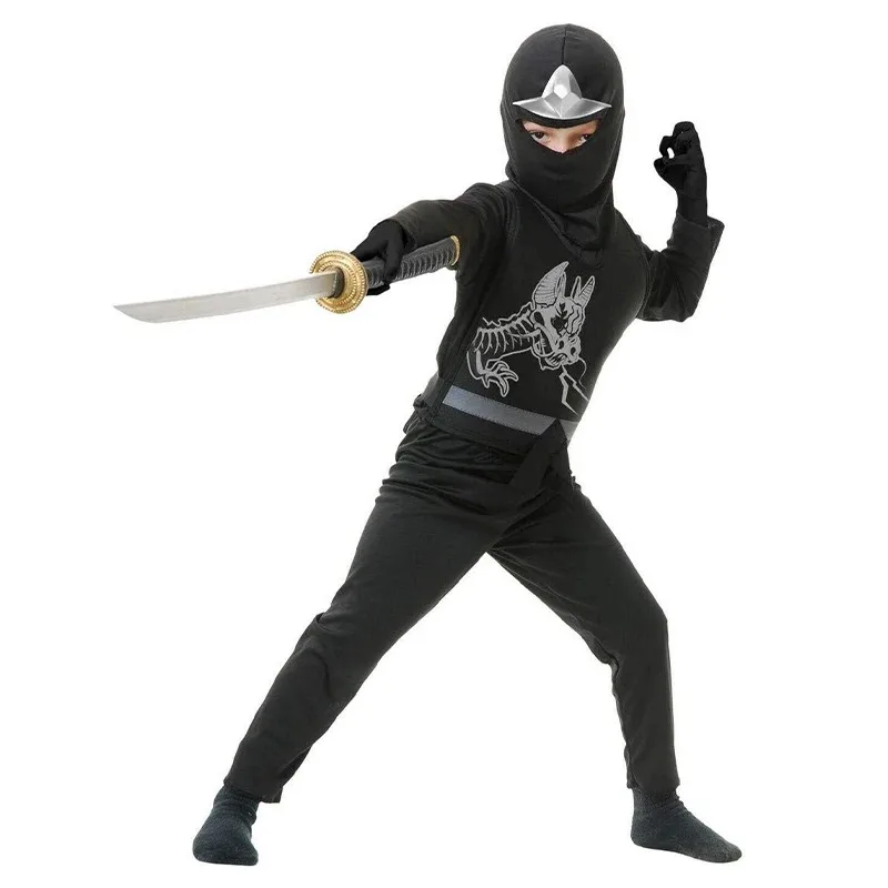 أبيض أحمر أزرق بنين نينجا هالوين يتوهم اللباس الأسود التنين النينجا زي للأطفال