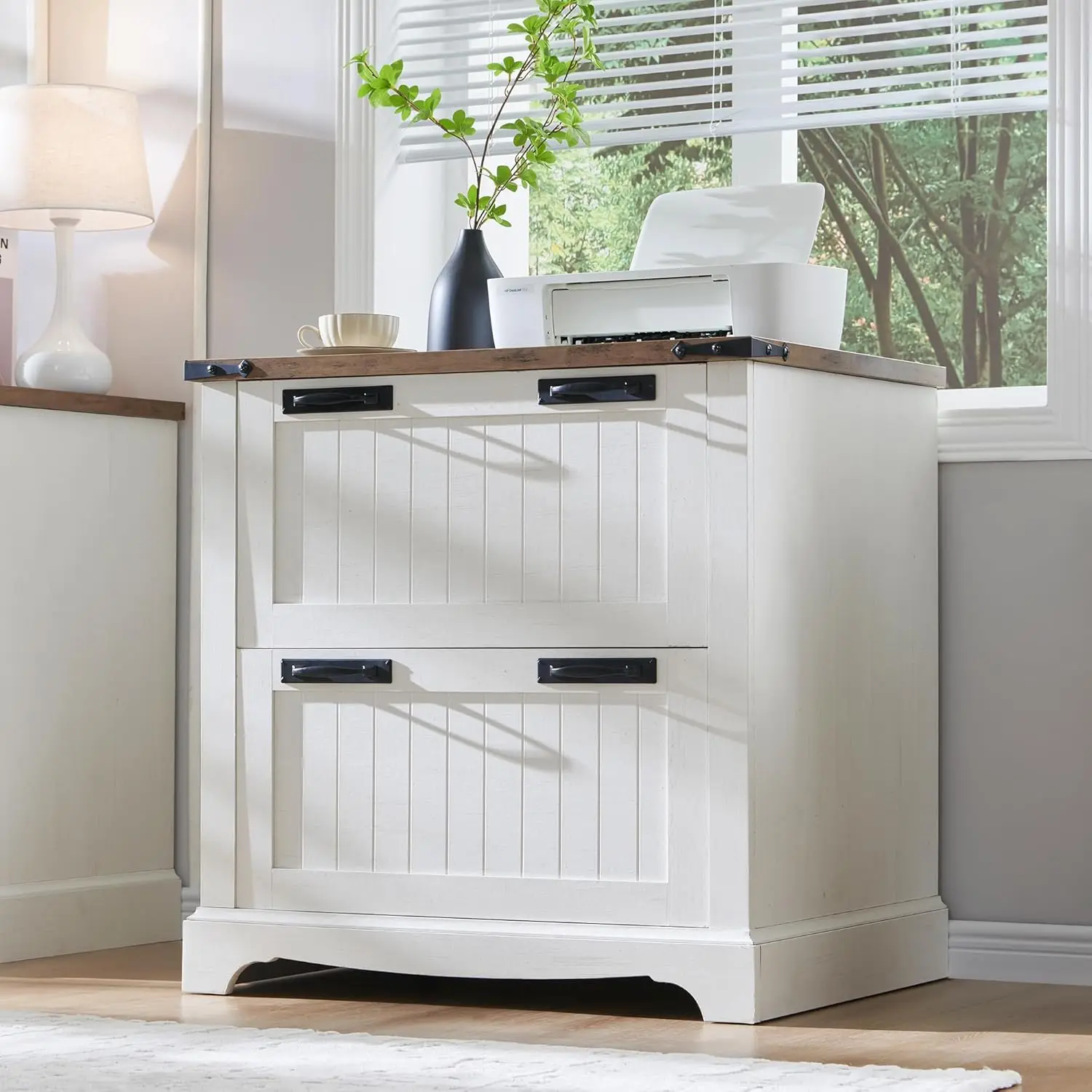 

Farmhouse filing cabinet with 2 drawers, 30 filing cabinets, and hanging folders for A4/letter/legal sized documents