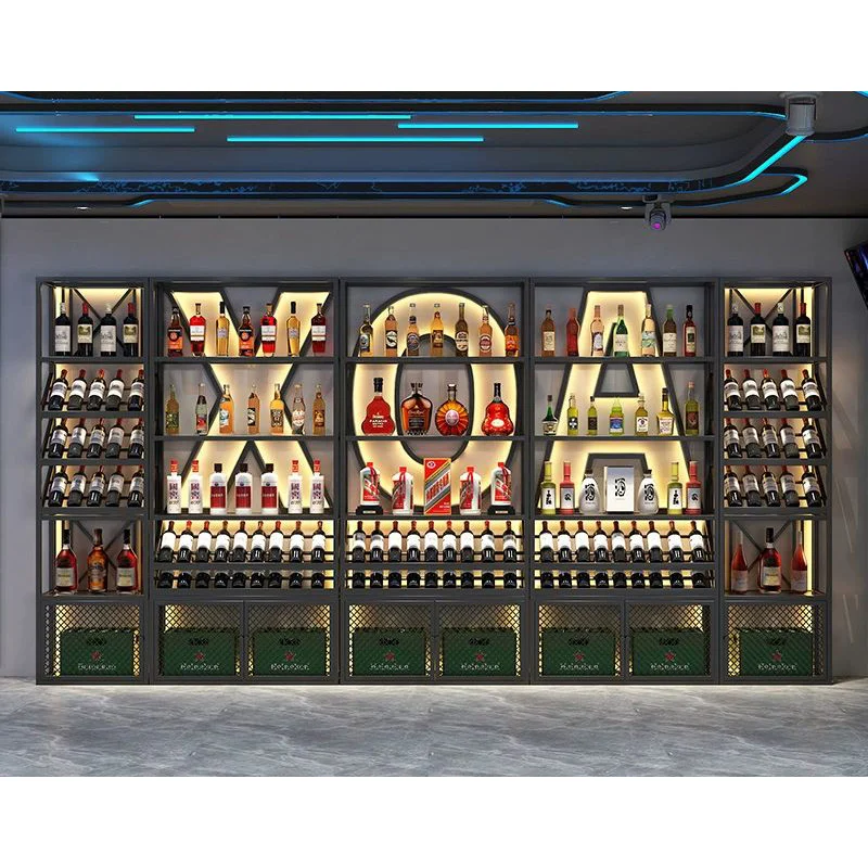 custom.European Artistic Iron Wine Cabinet Elegant Bar Storage Showcases Floor-to-Ceiling Wine Rack Glass Display Red Wine Displ