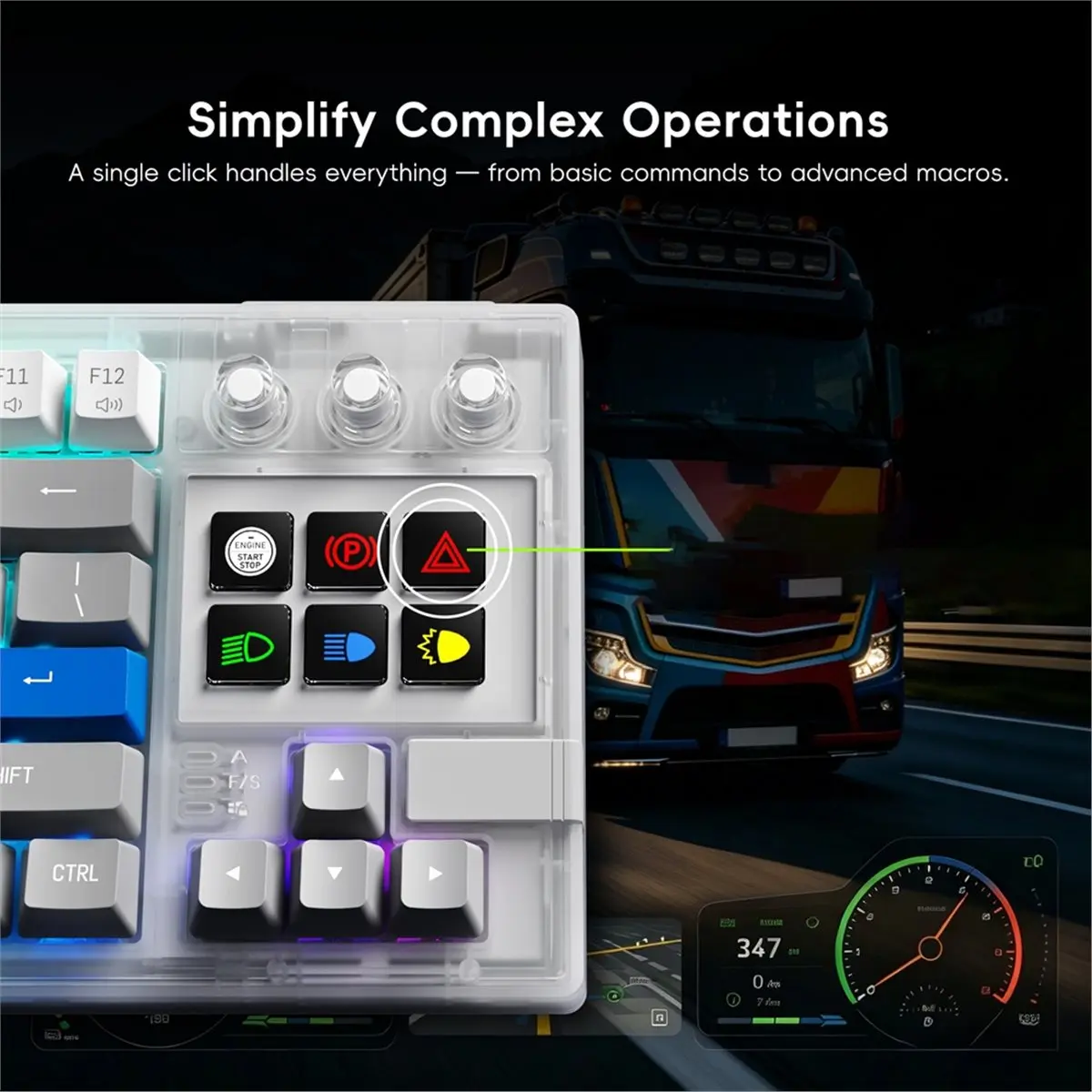 Y2361A*☀▃K1 Pro 6 LCD Visual Mechanical Keyboard Hot‑Swappable Macro Gaming Console RGB Controller
