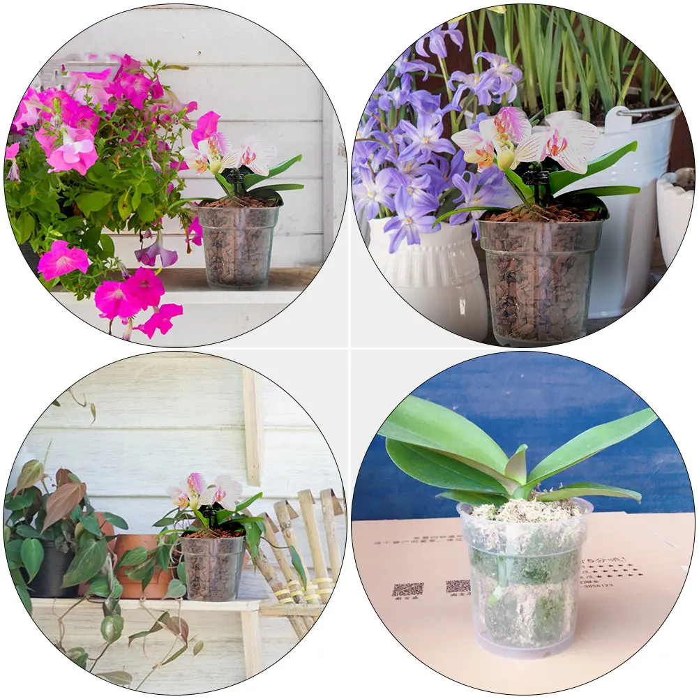 

20 Pcs Flower Pots Plant Pot Transparent chid Container White PP Tray Garden Balcony Wet State Growth Condition