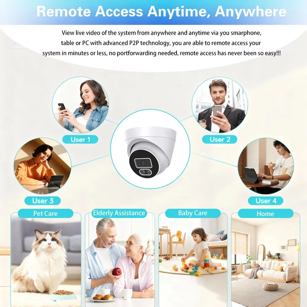 10CH 8MP POE Surveillance Camera CCTV System Camera H.265 4K Two-Way Audio NVR Human Detection Color Night Vision Security Set