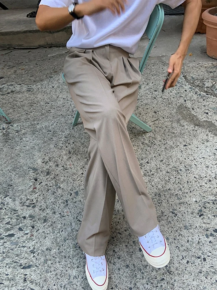 

Men's Straight Leg Floor-Length Drapey Pants Summer Trendy Loose Wide Leg Casual Trousers Korean Sle High-End Sensation