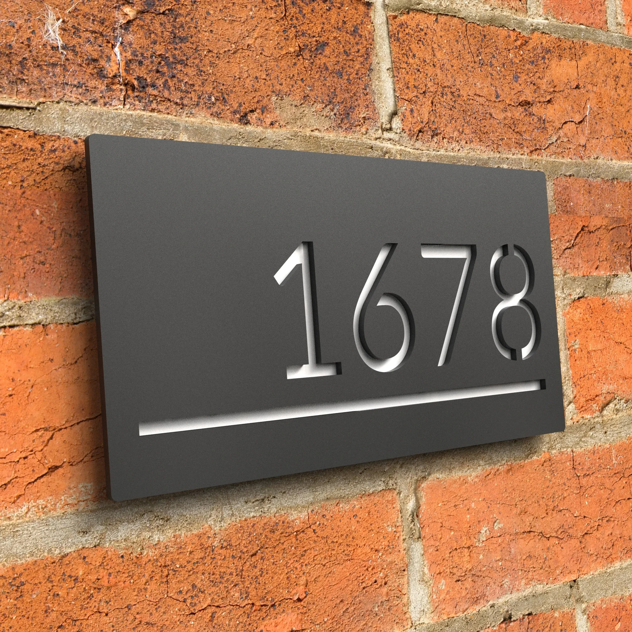 

Custom House Wall Plaques UK | Luxe A4 | Modern Laser Cut Door Plaque House Number Plaque | Matt Black & Black Mirror