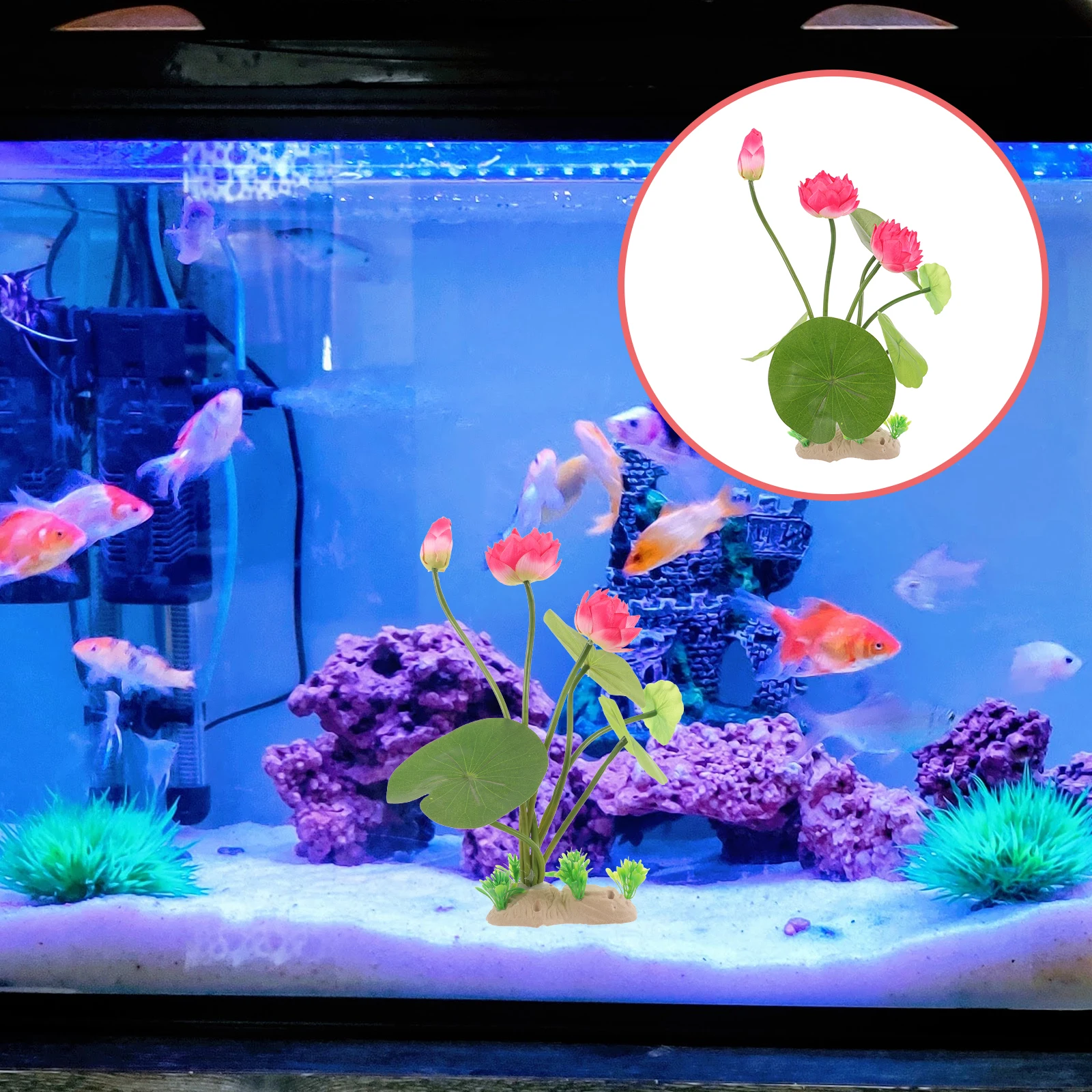 

Artificial Lotus Decor Plants Realistic Fake Plastic Aquatic Plant Underwater Landscape Decoration Accessories Aquarium