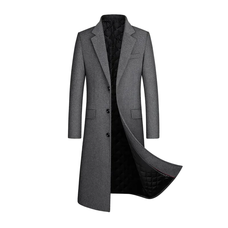 

Autumn and winter new wool coat, Wool content 30%,men's windbreaker, slimmed-down knee-length wool coat, thickened coat,