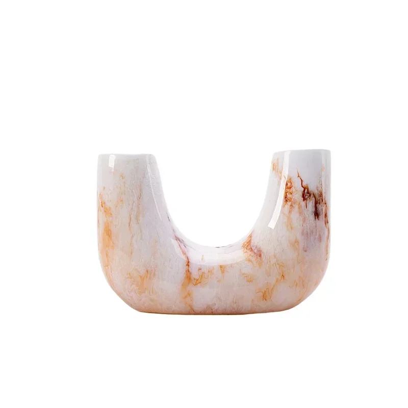 

Milk tea color, flowing texture U-shaped geometry, light luxury series ornaments