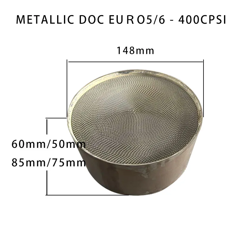 Catalizador de oxidación diésel (DOC) de 148 mm de diámetro Convertidor catalítico para diésel cercano Euro 5 Euro 6 400cpsi Metal