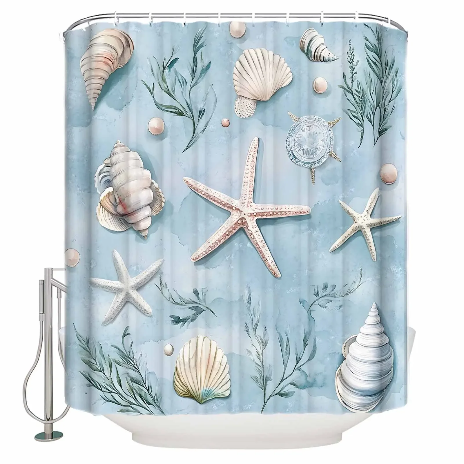 

Blue Ocean Starfish Shower Curtains Waterproof Bath Curtains Home Decor Modern Luxury Bathroom Curtain