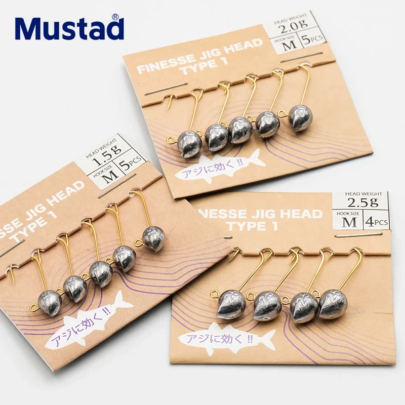 Mustad Finesse خطافات رأس تهزهز 0.3 جرام 0.8 جرام 1.25 جرام 1.5 جرام 2.0 جرام 2.5 جرام 3.0 جرام خطاف صيد السمك ملحقات الأسماك