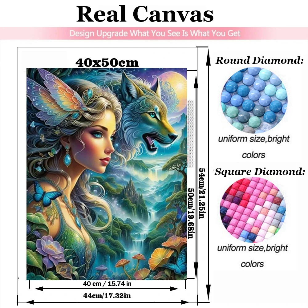 Diy Diamond Painting Cross Stitch Fantasy Landscape Wolf Tiger Frog Beauty 5D Embroidery Cartoon Butterfly Fairy Mosaic Decor