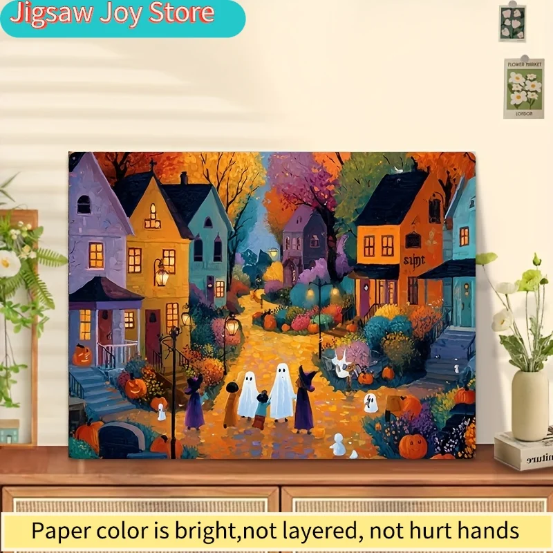 1 Scatola (500 pezzi) Puzzle per Adulti Tema Halloween Fantasia Vicinato Stradale per Giochi e Attività di Gruppo - Incantevoli e Assortiti