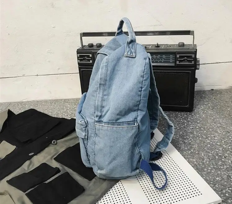 Mochila jeans de bolso múltiplo para mulheres, de grande capacidade, mochila clássica para meninas e meninos adolescentes, elegante e casual, de estudante