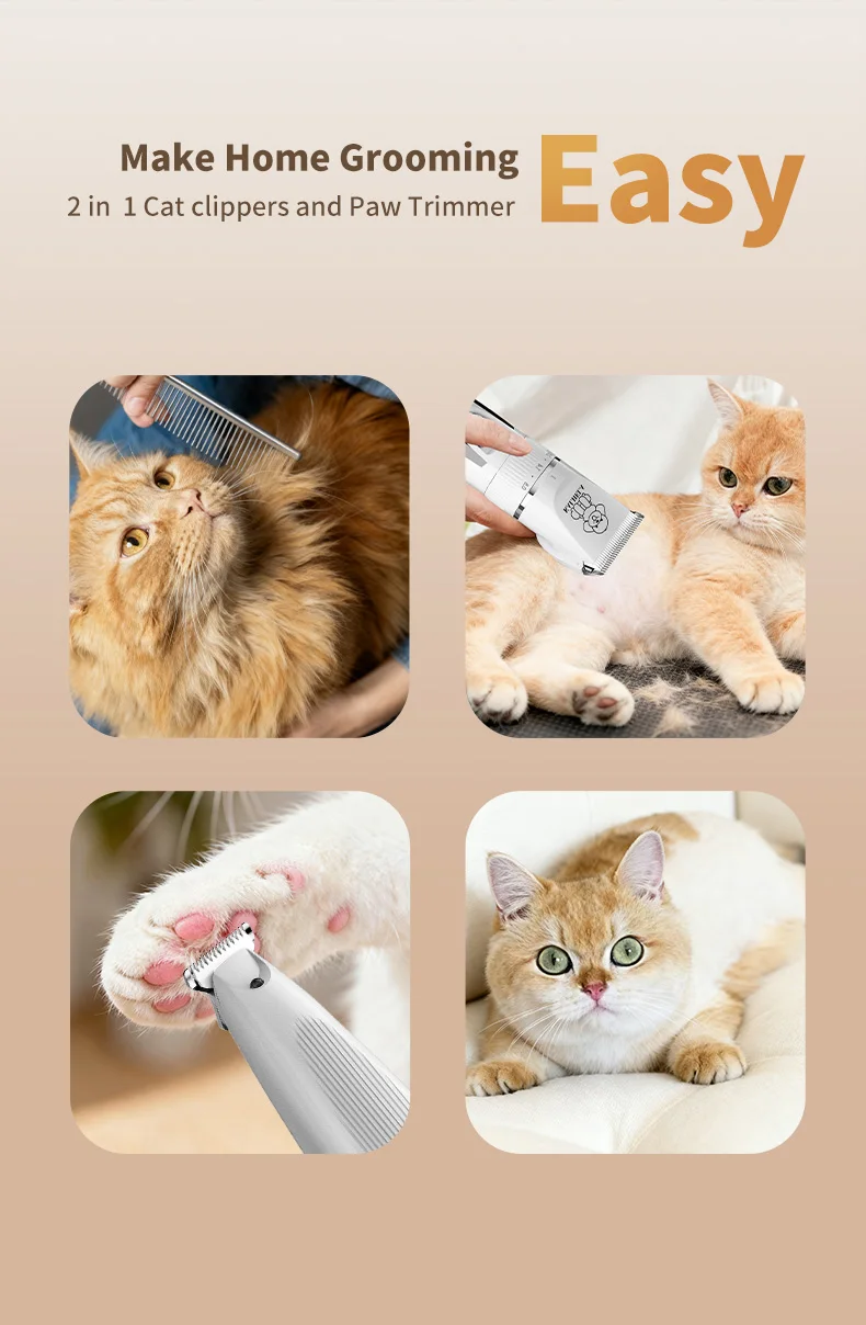 Wiederaufladbares Kabelloses Tierpflege-Set - Elektrisches Haarschneidegerät für Hunde und Katzen mit Hauptschneider und Digitalem Pfotentrimmer – Detail 5