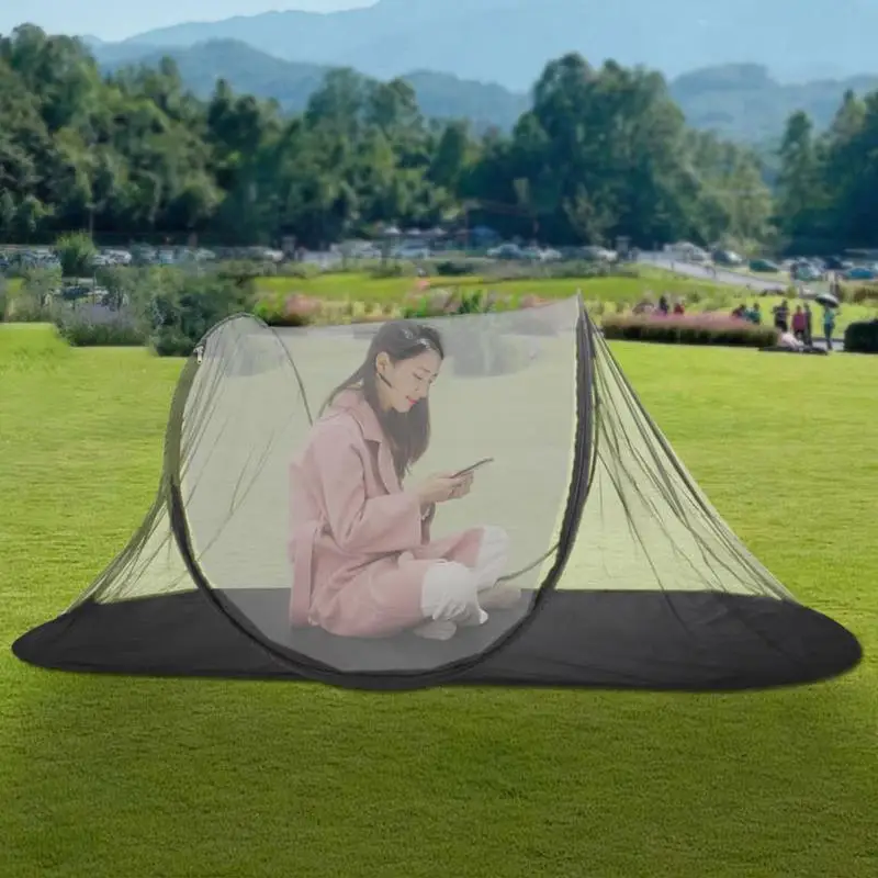 Portable Camping Anti-gnat Tent Breathable Boat-Shaped Outdoor Summer Mesh Tent Installation-free Hand Throwing Extended Mesh