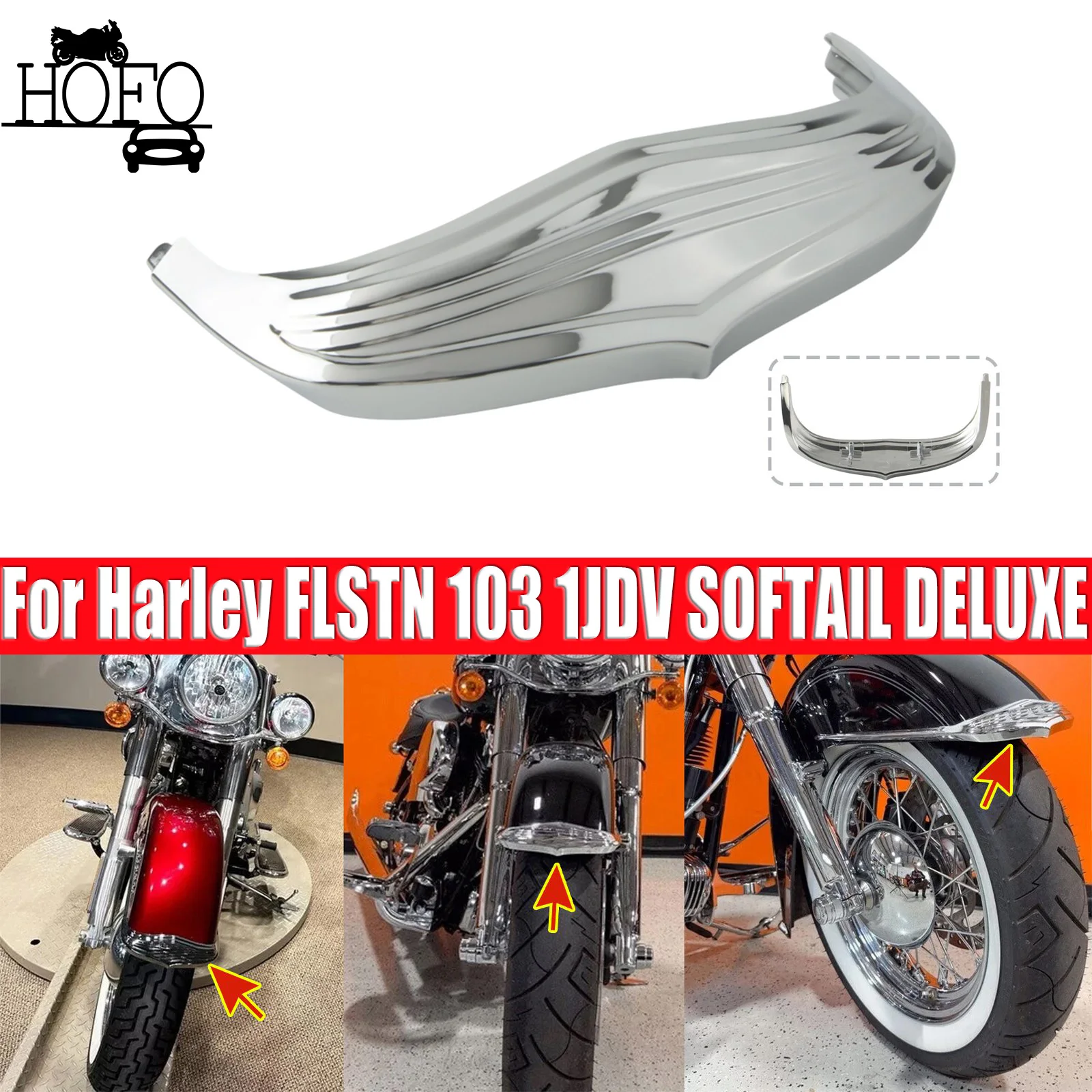 

Motorbike ABS Front Mudguard Tip Cover Chrome For Harley FLSTN 103 1JDV SOFTAIL DELUXE Front Fender Tip