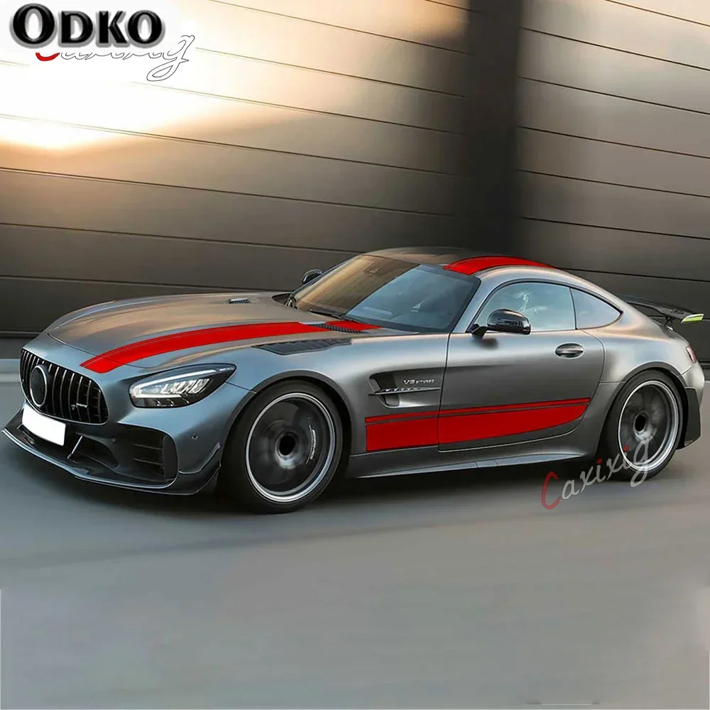 

Наклейка на капот автомобиля на крышу, задняя кузов, боковые полосы, юбка, наклейка для Mercedes Benz AMG GT C190 R190 GTS GTR GTC 2015-на 2021, аксессуары