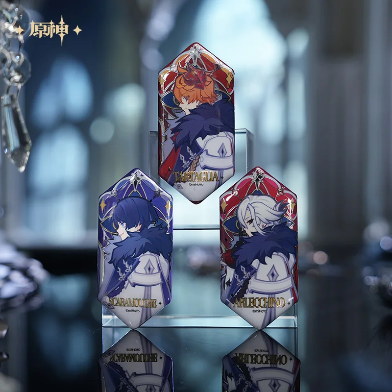 Original Abzeichen Genshin Imapc Tartaglia Arlecchino Wanderer Pierro Weißblech Brosche Ornament Puppe Zubehör Anime Spiel Spielzeug Kind