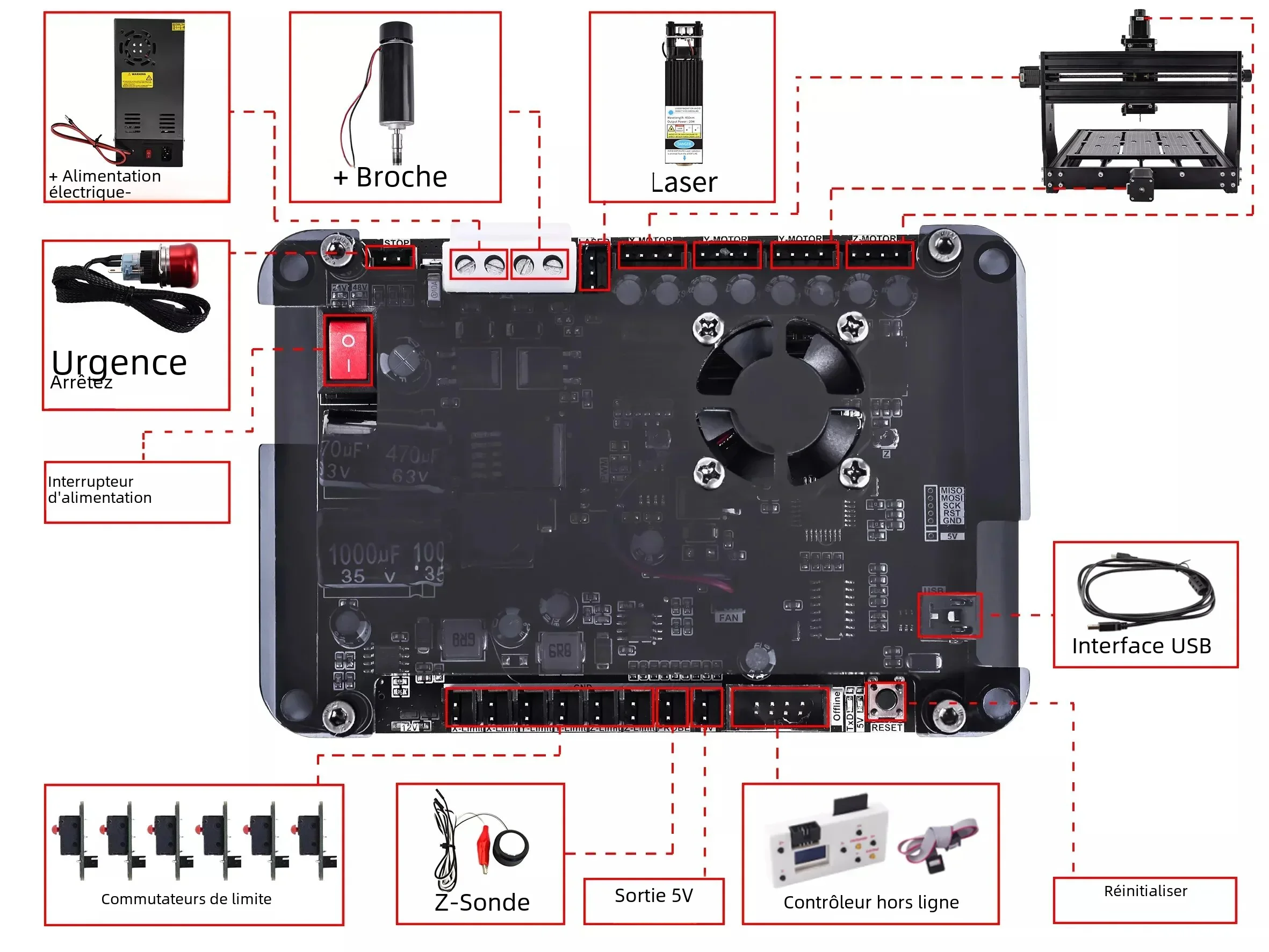 CNC Router Machine 500W Spindle GRBL Control Wood Metal Pcb Cutting Milling Laser Engraving Machine