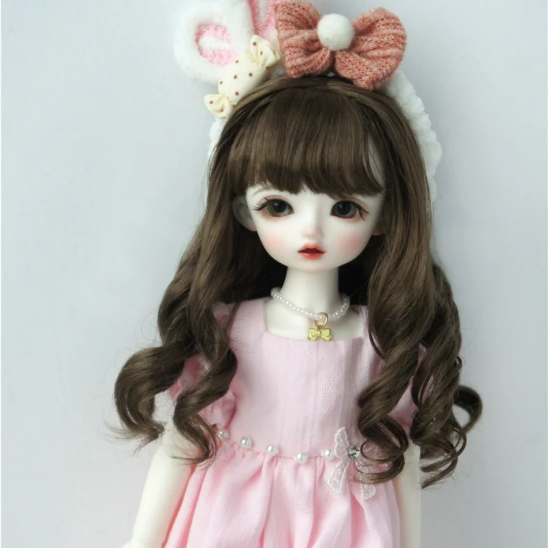 

JD627 1/6 1/3 Cheap Hot Sale Long Wave Full Bangs BJD Wigs Suit Size 6-7 Inch 9-10inch YOSD Blythe Doll Hair Accessories