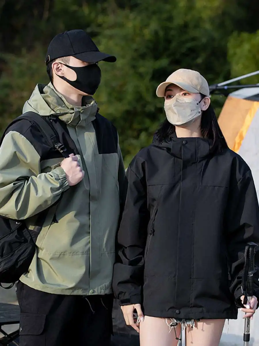 

Парная уличная повседневная куртка с капюшоном для весны и осени, водонепроницаемая, ветрозащитная, для походов, из утолщенной полиэстеровой ткани, мужская куртка