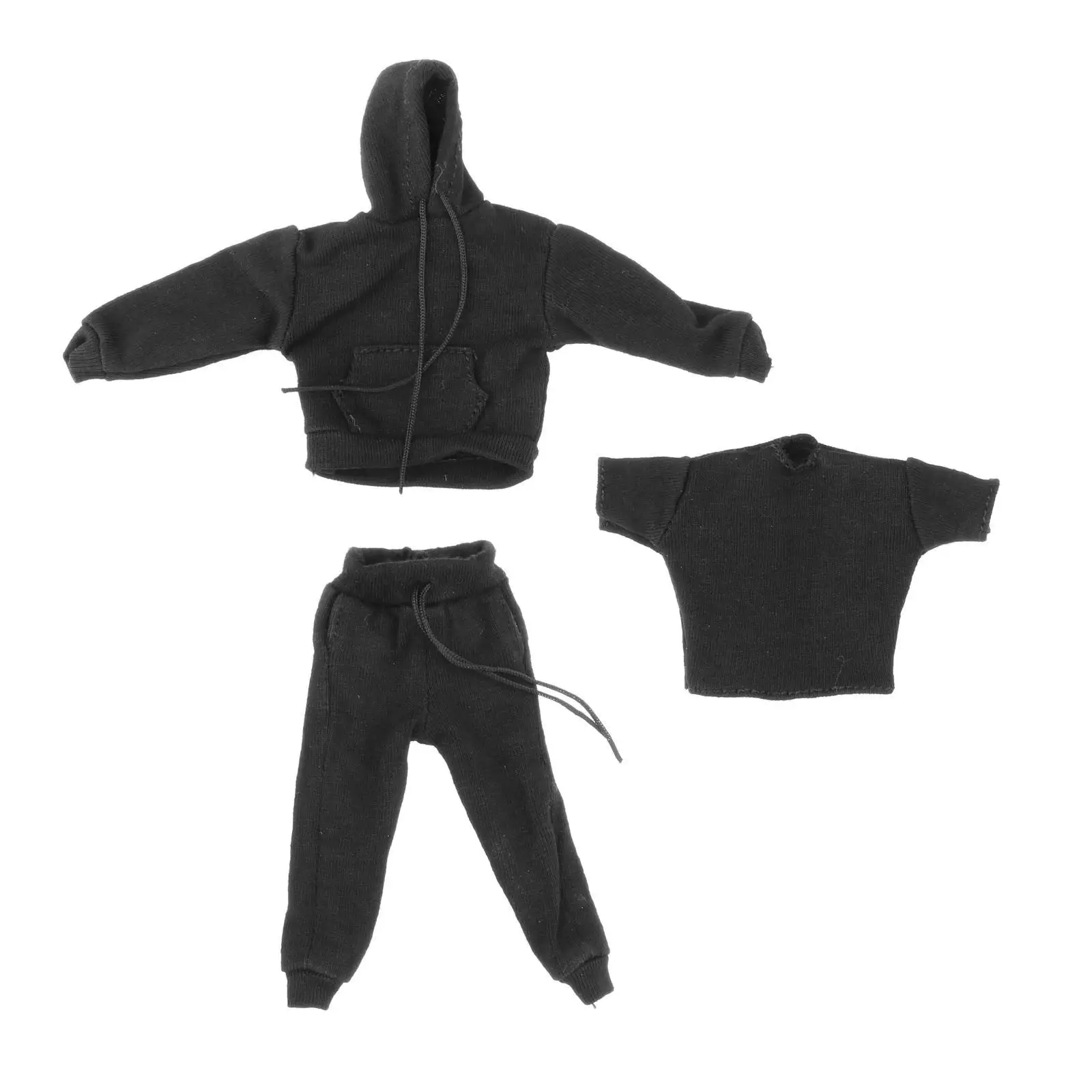 1/12 Scale Clothes Mens Hoodie T Shirt and Pants Set for Action Figure Clothing Outfits Collectible Display